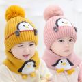 2pcs/set Children's Hat & Scarf Set, Baby Thickened Warm Wool Baby Neck With Ear Protection. 