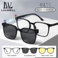 LouisWill 3 In 1 Sunglasses Magnetic Polarized Sunglasses Night Vision Eyewear Foldable Lens Magnetic Sun Glasses Frame Spectacles 3 Lens Unisex Anti-UV Spectacles Fashion Eyeglass.