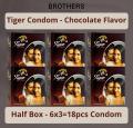 Tiger Condom - Dotted Condoms Chocolate Flavour - Half Box - 3x6=18pcs - Condom. 