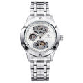 OUYAWEI new steel band tourbillon openwork transparent waterproof men's watch Fully automatic mechanical watch. 