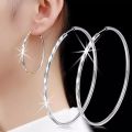 Fine 925 Sterling Silver Luxury 5CM Big Circle Hoop Earrings for Women Charms Original Designer Party Wedding Jewelry Gifts. 