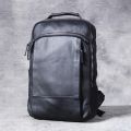High Quality Fashion Genuine Leather Backpack Men Bagpack Student School Bag Backpack daily male Rucksack large Knapsack Black. 