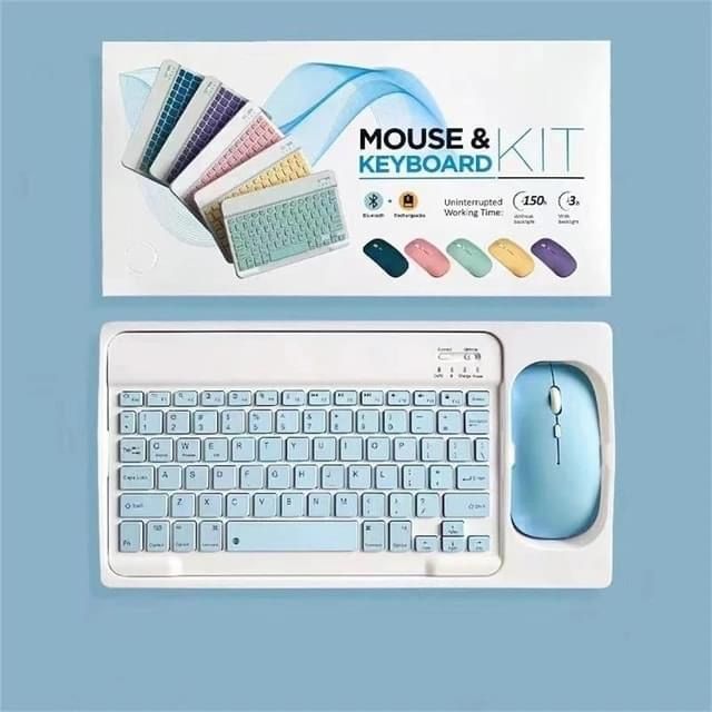 Wireless Keyboard and Mouse Set: Compact Bluetooth Keyboard (Rechargeable) with Matching Mouse. English Ergonomic Design for a Comfortable Experience on iPad, Tablets, Phones, Laptop, Android, iOS, and Windows