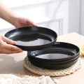 3pcs/set Durable Plastic Black Tableware Set Vertical Stripes Anti-fall Cutlery Set Plate/Bowl/Cup Party. 