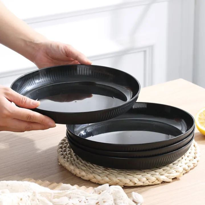 3pcs/set%20Durable%20Plastic%20Black%20Tableware%20Set%20Vertical%20Stripes%20Anti-fall%20Cutlery%20Set%20Plate/Bowl/Cup%20Party%20-%20Image%208