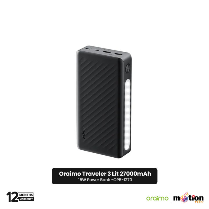 Oraimo Raveler 3 Lit 27000mAh 15W Power Bank (OPB-1270) - Black