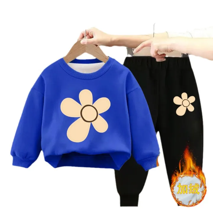 Girls%20Sweatshirt%20Set%202023%20New%20Fleece%20Winter%20Style%20Girls%20Foreign%20Tops%20Children's%20Clothes%20Baby%20Pants%20Autumn%20and%20Winter%20-%20Image%205