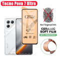 3 IN 1 Tecno Pova 7 Ultra Ceramic Tempered Glass for Tecno Pova 7 Pova7 5G Camera Lens Glass Screen Protector and Back Film.