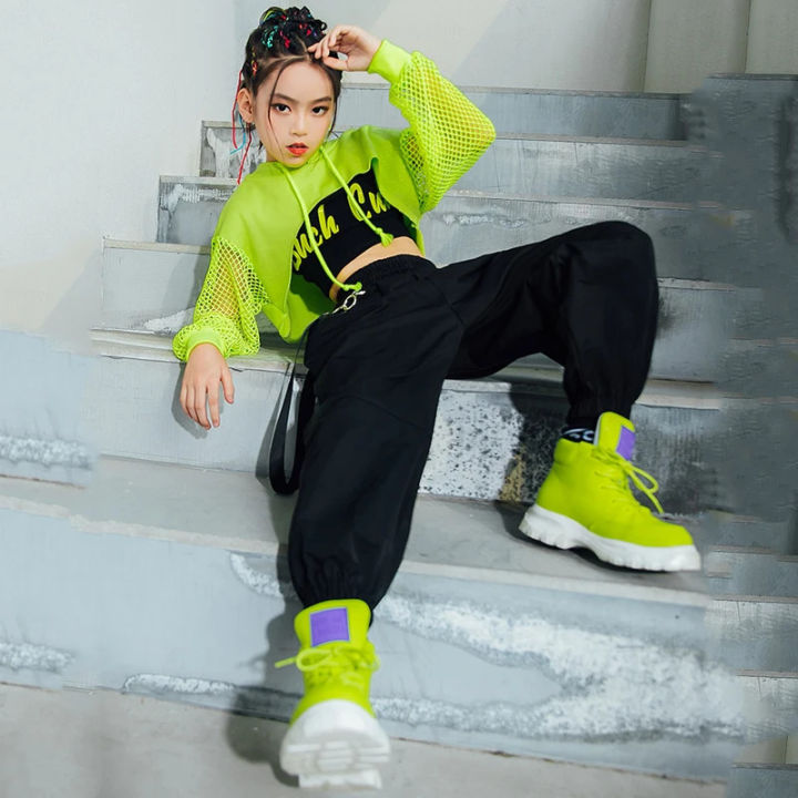 Jazz%20costume%20hip%20hop%20girls%20clothing%20green%20tops%20net%20sleeve%20black%20hip%20hop%20pants%20for%20kids%20performance%20modern%20dancing%20clothes%20bl5311%20-%20Image%204