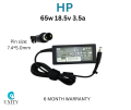 Hp Laptop Adapter Charger 18.5V 3.5A 65W (7.4Mm X 5.0Mm) Big Port Pin Inside - Laptop Adapter - Genuine Hp Laptop Charger For Reliable Power Supply. 