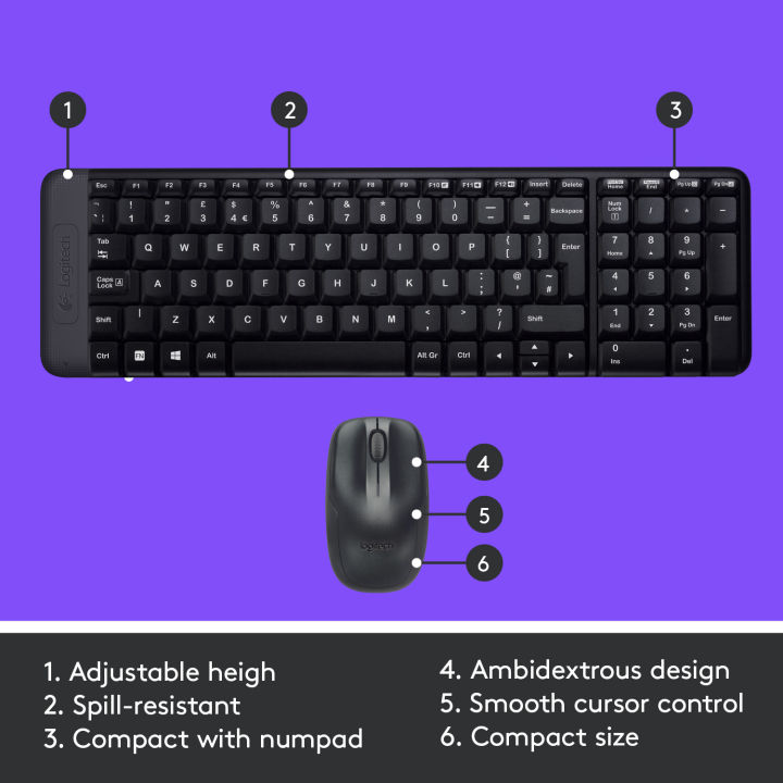 Logitech%20MK220%20Compact%20Wireless%20Keyboard%20and%20Mouse%20Combo%20for%20Windows,%202.4%20GHz%20Wireless%20with%20Unifying%20USB-Receiver,%2024%20Month%20Battery,%20Compatible%20with%20PC,%20Laptop%20-%20Image%207
