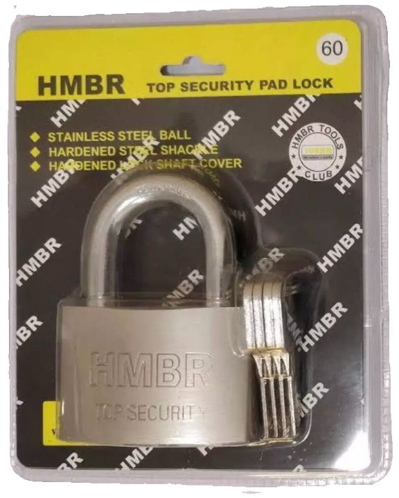 Top Security Pad Lock 60mm with 3 key Heavy Duty HMBR Brand same as picture