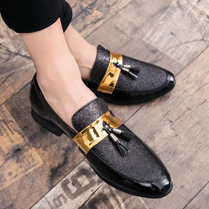 Men%20Party%20Flats%20Black%20Golden%20Formal%20Patchwork%20Tassel%20Leather%20Casuals%20Shoe%20Handmade%20Wedding%20Men%20Loafers%20Moccasins%20Dress%20Shoes%20BunnyGarden%20-%20Image%205