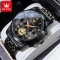 Olevs 2859 luxury fashion stainless steel imported waterproof chronograph active wrist-watch for men. 
