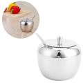 Stainless Steel Sugar Jar Seasoning Spice Container with Lid and Spoon Home Kitchen Tool. 