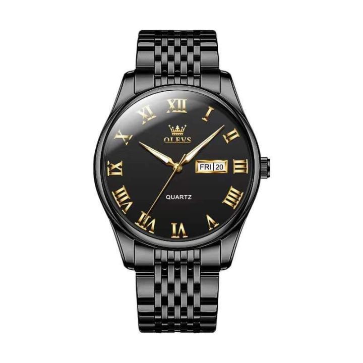 OLEVS 9979 Black Stainless Steel Analog Wrist Watch For Men - Black