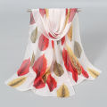 Spring and Autumn New Chiffon Silk Scarf Counter Quality Printing Popular Leaf Silk Scarf Scarf XQ392.