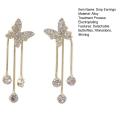 Carat Shiny Butterfly Front-back Drop Stud Earrings Long Tassel With AAA Zirconia Diamonds Statement Jewelry Drop earrings. 