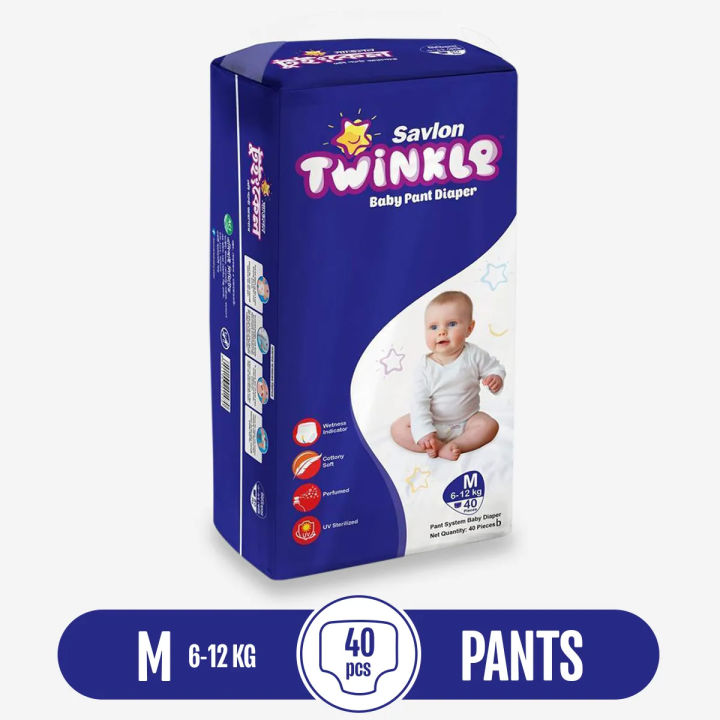 Savlon Twinkle Baby Pant Diaper Medium 40 pcs