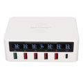 6 Port USB Charging Station 100W Wireless Smart Fast Charging Multi Port USB Hub Charger with LED Display 100‑240V US Plug. 