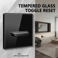 Crystal Tempered Glass Switch Panel LED Indicator 1 2 3 4 Gang/1 2 Way Self-reset Switch Button Light Switch Wall Switch. 