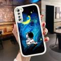 Hontinga for Redmi Note 8 Back Cover PU Leather Moon Astronaut Case Soft Silicone Edge Phone Cases. 