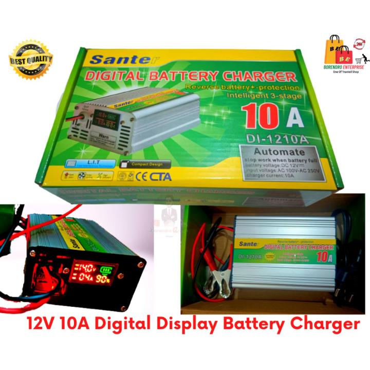 12v 10a digital display battery charger santer intelligent battery