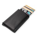 Bycobecy Customized Name Leather Wallet Men Magnet Wallet Rfid Credit Card Holder Aluminum Box Case With Money Clip Card Holder.
