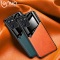 Lenuo For Realme C35 4G / Realme Narzo 50A Prime Case Leather Texture Car Magnetic Holder Back Cover Soft Silicon Frame Shockproof Coque Casing. 