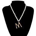 【Hey my home】2019 Simulated Pearl Chain Choker Necklace Women Color Letter M Pendant for Women New Fashion Jewelry Gift. 