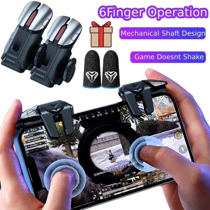 G21 Mobile Game Trigger Gamepad Joystick 6 Finger Aiming L1 R1 Button Gaming Fingertips for PUBG Game Controller