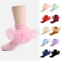 Pudcoco Toddler Kids Baby Girls Ruffle Socks Soft Double Lace Frilly Socks Princess Ankle Socks Kids Cute Socks 1-10Y.