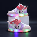 Disney Children's Sneakers Boys Girls Mickey Led Light Sport Shoes Student Shoes Hook Anti-slip Kids Outdoor Shoes Basket Shoes.