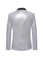 Men's Shiny Sequin Blazer, One Button Tuxedo Suit Jacket for Party, Wedding, Banquet, Prom. 