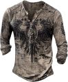 WENKOMG1 Men's T-Shirt Vintage Summer Henley Shirt Fashion Casual Tops Goth V-Neck Sweatshirt Tee Shirt. 