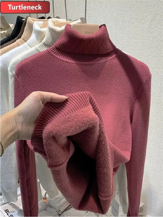 Winter%20Warm%20Sweater%20Pullover%20Women%20Slim%20Thicken%20Plush%20Velvet%20Lined%20Knitwear%20Jumper%20Korean%20Half%20Turtleneck%20Poleras%20Soft%20Knit%20Tops%20-%20Image%207