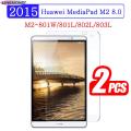 (2 Packs) 9H Tempered Glass For Huawei MediaPad M2 8.0 2015 M2-801W/803L/802L/801L Full Coverage Screen Protector Tablet Film. 