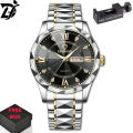 POYDAGAR 615 Diamond Cut Watch For Men Waterproof Calendar Luminous Stainless Steel Band Wrist Watch Fashion Business Quartz Watch Man With FREE BOX. 