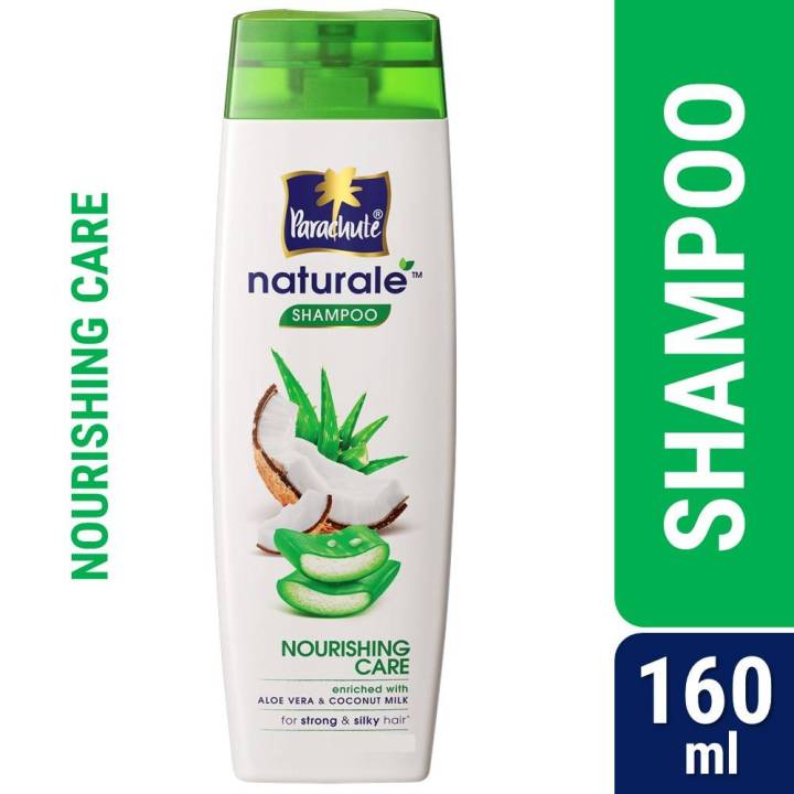 Parachute Naturale Nourishing Care Shampoo with Aloe Vera & Coconut Milk For Strong & Silky Hair Smoothens Hair Paraben Free, 100% Vegan All Hair Types 160 ml