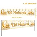 Eid Mubarak Outdoor Banner Flag Ramadan Kareem Porch Door Banner Ramadan Decoration for Islamic Muslim Home Party Decoration.