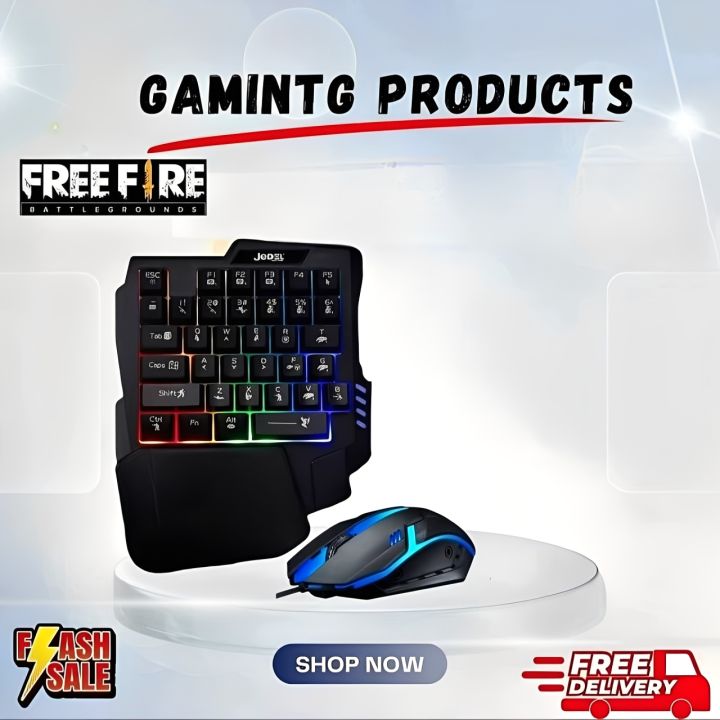one hand keybord mouse for PUBG/FREEFIRE RGB Gaming Keyboard&RGB MOUSE gaming combo