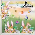 Cartoon Easter Window Static Sticker Cute Rabbit Carrot Egg Wall Sticker For Home Room DIY Decoration Easter Party Supplies. 