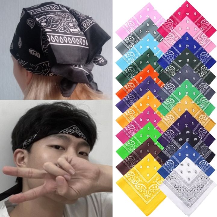 【Factory-direct】 Bandana Head Scarf Unisex Cycling Sports Cashew Flowers Hair Scarf Hip Hop Single Sided Printing Scarf