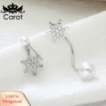 Asymmetric Snowflake Earrings Women Fashion Long Tassel Faux Pearl Eardrop Gift. 