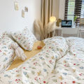 【Factory Store】Xiaohongshu Internet celebrity pastoral style, fresh floral yellow polka dot bed sheets, three or four pieces of bed sheets, one piece of dropshipping. 
