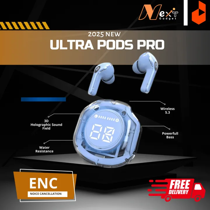 Ultrapods%20Pro%20True%20Wireless%20Earbuds%20with%20Display%20Transparent%20Design,%20Bluetooth%205.3%20Water%20Proof%20By%20Next%20Gadget%20-%20Image%202