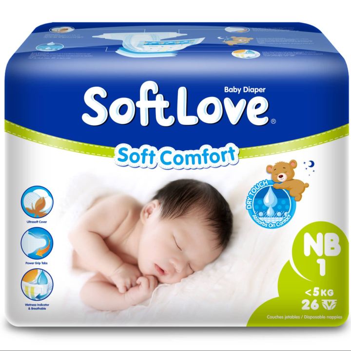 Softlove Soft Comfort Baby Diaper Newborn 26 Pcs Pack