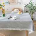 ins style, cotton and linen tablecloth, small round table, light luxury, high-end sense of birthday, long table, Japanese coffee table, cloth dormitory, French. 