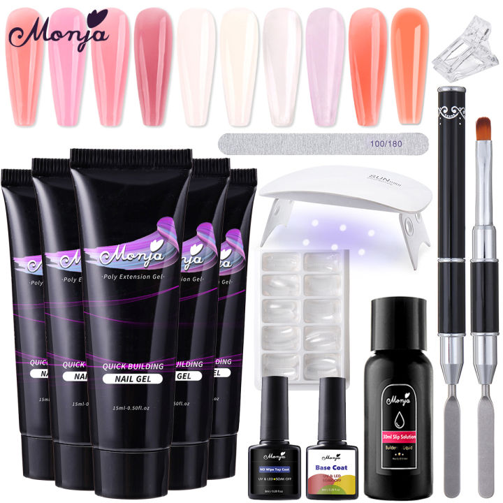 【The Edge of Beauty】New Monja Nail Art Extenion Nail Kit Glitter Poly UV Builder Gel Nail Tip Color Nail Tip French Nail Tip Form DIY Makeup Tool et