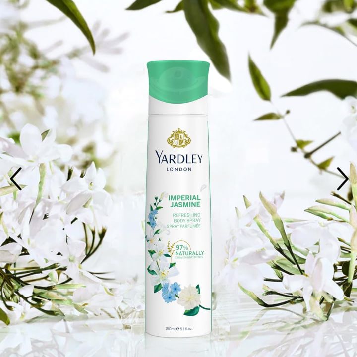 Yardley London Imperial Jasmine Body Spray For Women, Floral Scent With Jasmine and Orange Blossom Fragrance, 150ml